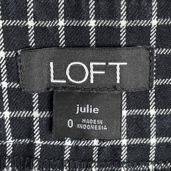 Loft Women's Julie Fit Pants Size 0 Skinny Bi-Stretch Ankle Black & White Check - Picture 6 of 7